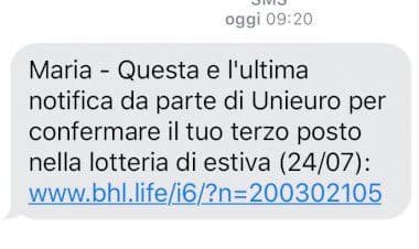 Truffa lotteria estiva. I falsi sms con i regali dell’ignara Unieuro. La Polizia Postale: sono sms truffa