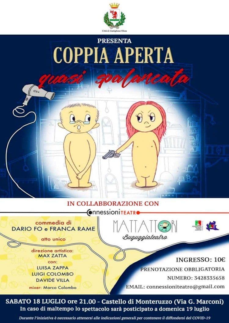 Castiglione Olona, TEATRO: 18 luglio al Castello di Monteruzzo "Coppia aperta"