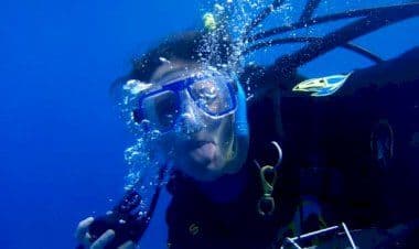 Turista schiacciata tra due balene durante l'immersione in Australia Occidentale.