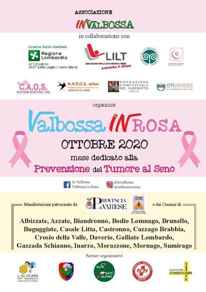 Valbossa IN rosa: il mese di ottobre dedicato alla prevenzione del tumore al seno