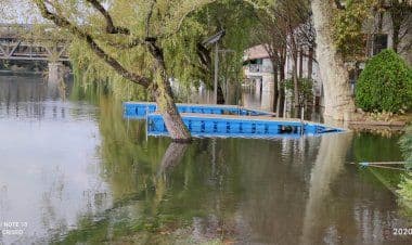 Sesto Calende, curiosi e bambini osservano il livello del Ticino