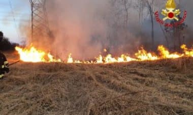 Cogliare (MB) Parco delle Groane, incendio in corso