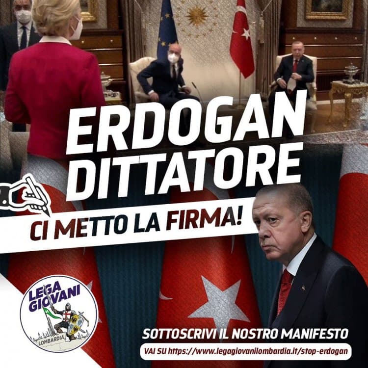 Lega Giovani lancia petizione 'Erdogan dittatore, ci metto la firma!'