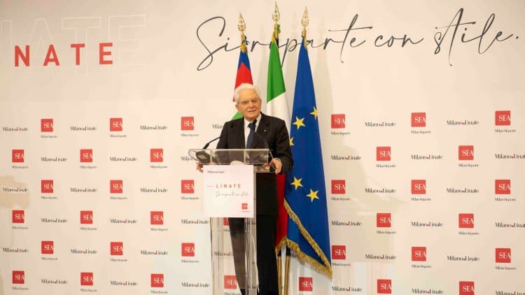 Sea Linate : Il Presidente Mattarella, inaugurazione terminal di Linate.