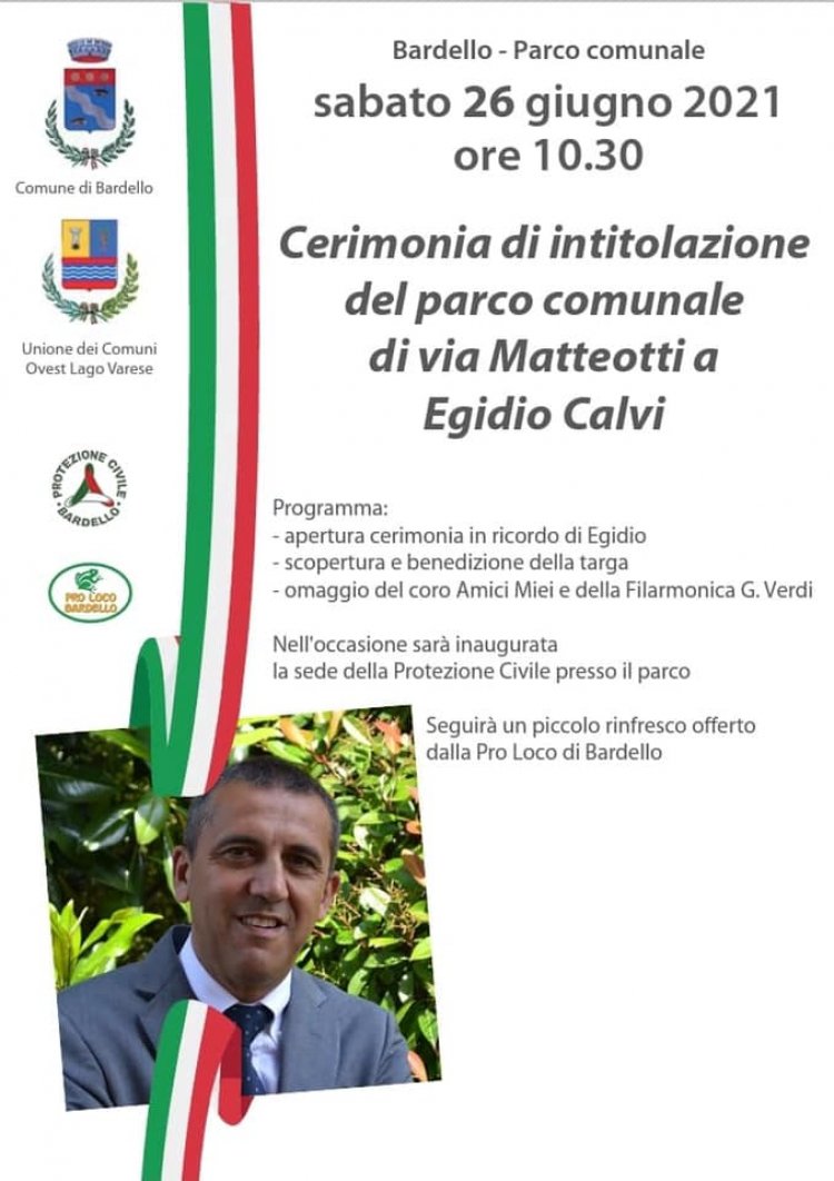 Angera: il parco di via Matteotti sarà intitolato a Egidio Calvi