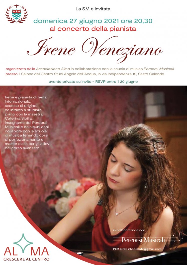 Sesto Calende, Associazione Alma:  concerto della pianista Irene Veneziano