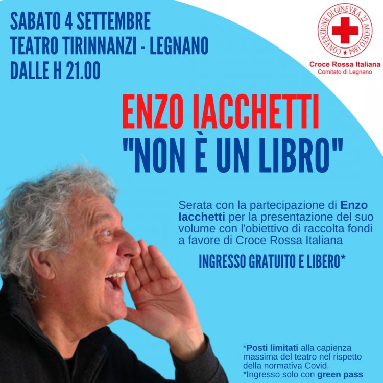 Enzo Iacchetti a Legnano con 'Non è un libro' a favore della CRI